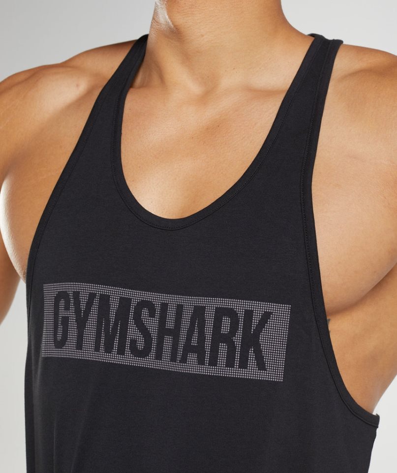 Men's Gymshark Block Stringer Tanks Black | NZ 7COVAQ